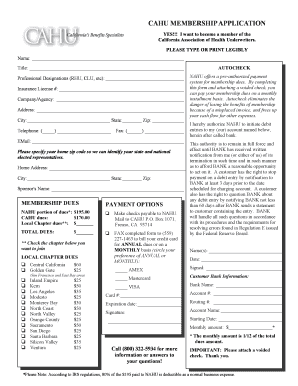 California Association of Health Underwriters Membership Application
