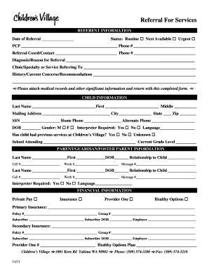Referral For Services Form