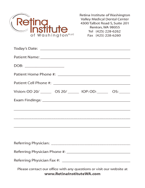 Retina Institute Patient Exam Form