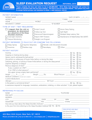 Sleep Evaluation Request Form