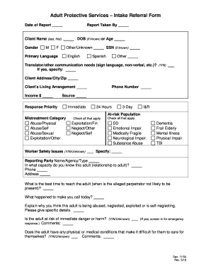 Adult Protective Services Intake Referral Form