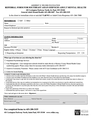 Amherst H. Wilder Foundation Referral Form