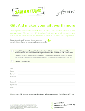 UK Gift Aid Declaration Form