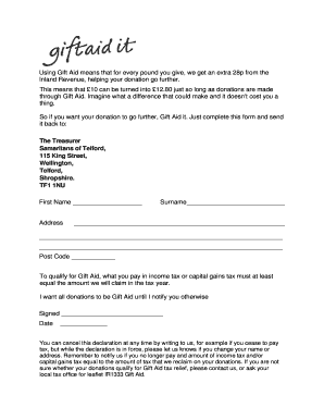 UK Gift Aid Donation Form