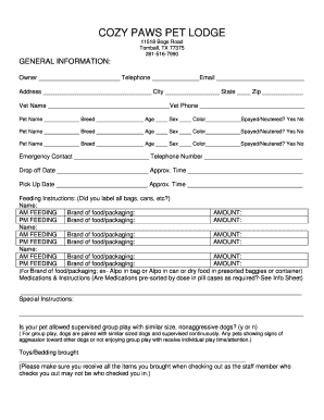Pet Boarding Agreement