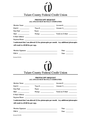 Tulare County Federal Credit Union Photocopy Request Form