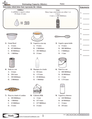 Metric Volume Estimation Worksheet