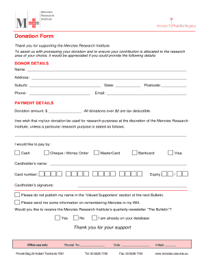 Menzies Research Institute Donation Form