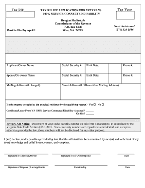 Virginia Tax Relief Application for Veterans