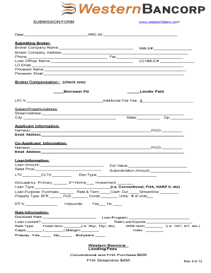 Western Bancorp Loan Submission Form