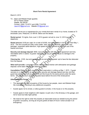 Short-Term Rental Agreement