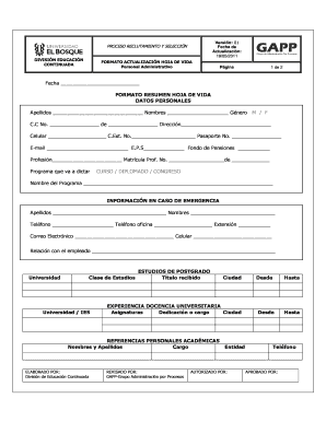 FORMATO ACTUALIZACIÓN HOJA DE VIDA