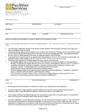 University of Chicago Graduate Student Housing Application