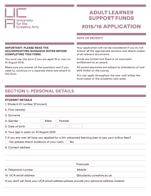 Adult Learner Support Funds Application