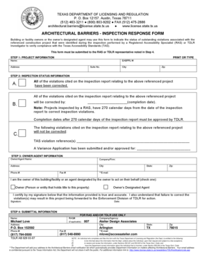 Texas Architectural Barriers Inspection Response Form