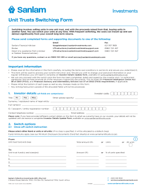 Unit Trusts Switching Form