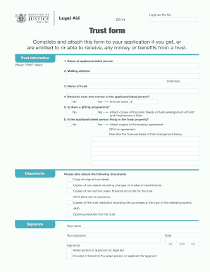 Legal Aid Trust Form