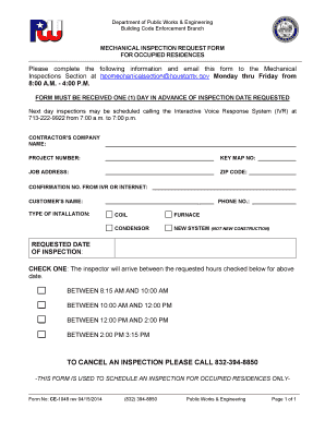 Mechanical Inspection Request Form