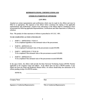 US Federal Contractor Representations and Certifications Form
