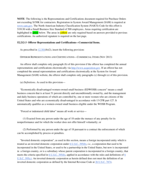 US Federal Purchase Order Representations and Certifications