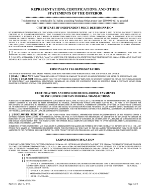 US Federal Purchase Order Representations and Certifications