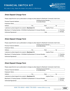 Direct Deposit Change Form