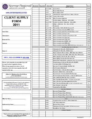 Client Supply Form