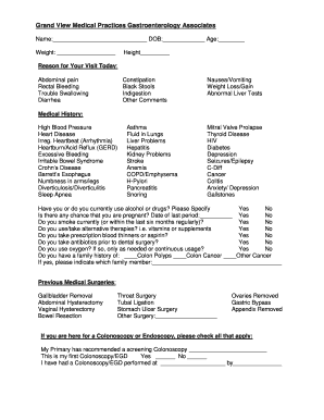Gastroenterology Patient Intake Form