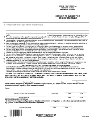 Consent to Surgery or Procedure