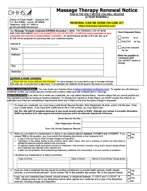 Massage Therapy Renewal Notice