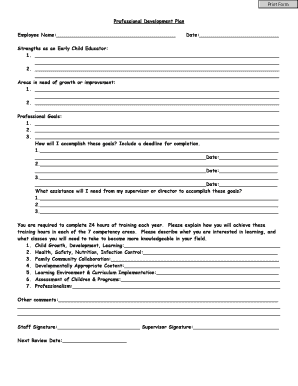 Professional Development Plan for Early Child Educators