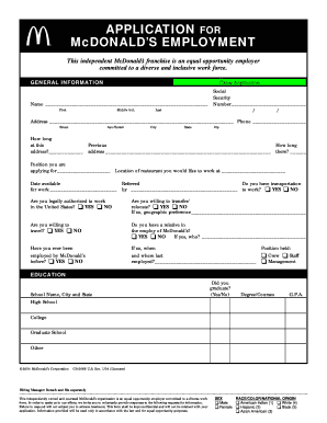 McDonald's Employment Application