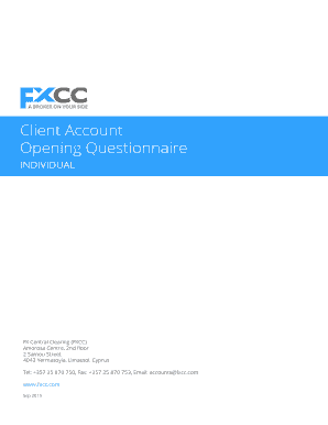 FXCC Client Account Opening Questionnaire