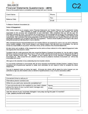Financial Statements Questionnaire