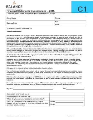 Financial Statements Questionnaire