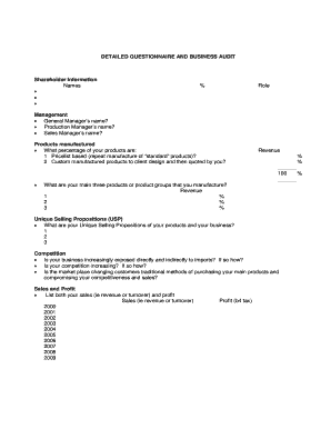 Business Audit Questionnaire