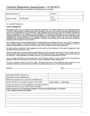 Financial Statements Engagement Letter