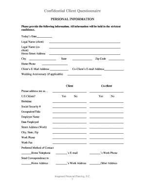 Confidential Client Questionnaire