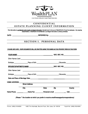 Estate Planning Client Information Form