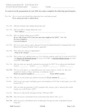 2015 Tax Return Client Questionnaire