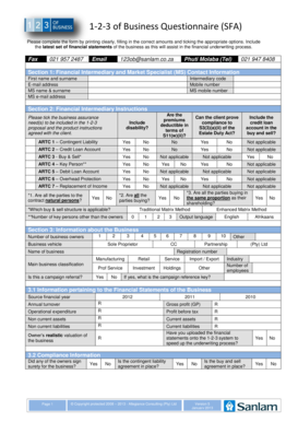 1-2-3 Business Questionnaire (SFA)