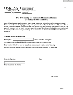 2015-2016 Identity and Statement of Educational Purpose