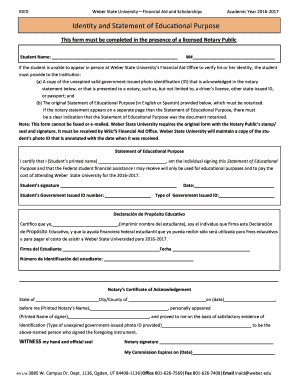 Weber State University Identity and Statement of Educational Purpose