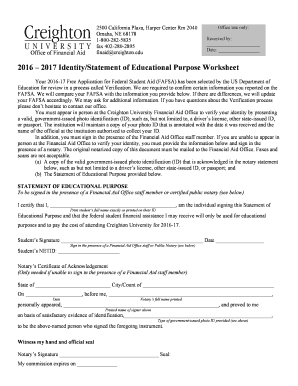 2016 2017 bIdentitybbStatementb of Educational Purpose Worksheet - creighton