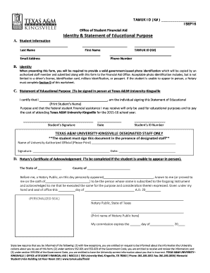 Texas A&M University Financial Aid Identity Form