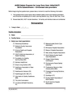 AHRQ Safety Program for Long-Term Care: HAIs/CAUTI Skills Questionnaire