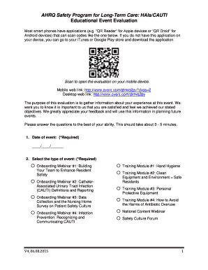 AHRQ Safety Program Educational Event Evaluation