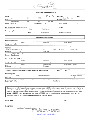 Mental Health Patient Information Form