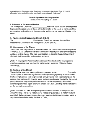 Presbyterian Church Bylaws Template