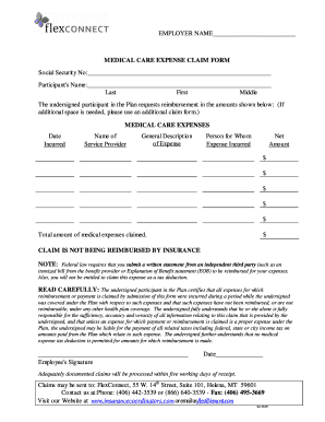 Medical Care Expense Claim Form